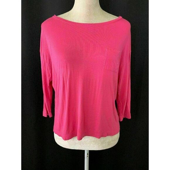 Vince Womens Solid Pink Boat Neck Long Sleeve Top T Shirt Medium - Picture 1 of 5